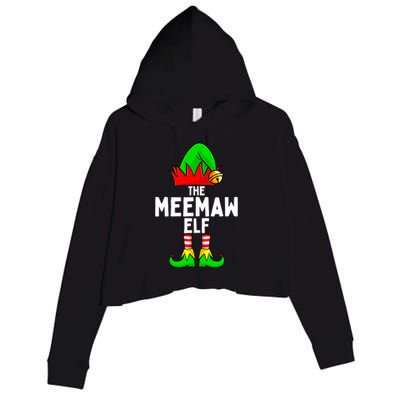 Meemaw Elf Matching Family Christmas  Crop Fleece Hoodie