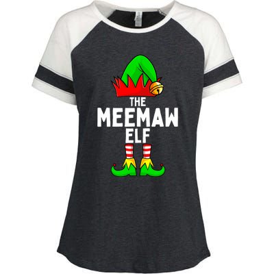 Meemaw Elf Matching Family Christmas  Enza Ladies Jersey Colorblock Tee