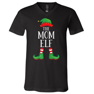 Mom Elf Matching Group Xmas Funny Family Christmas V-Neck T-Shirt