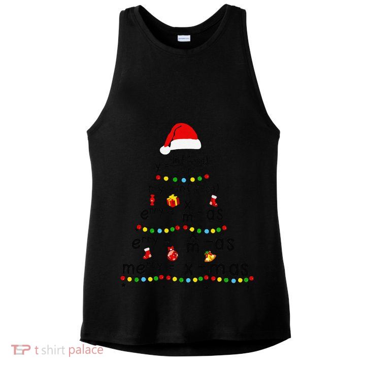 Math Equation Merry Xmas Funny Math Teacher Christmas Humor Ladies PosiCharge Tri-Blend Wicking Tank