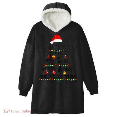 Math Equation Merry Xmas Funny Math Teacher Christmas Humor Hooded Wearable Blanket