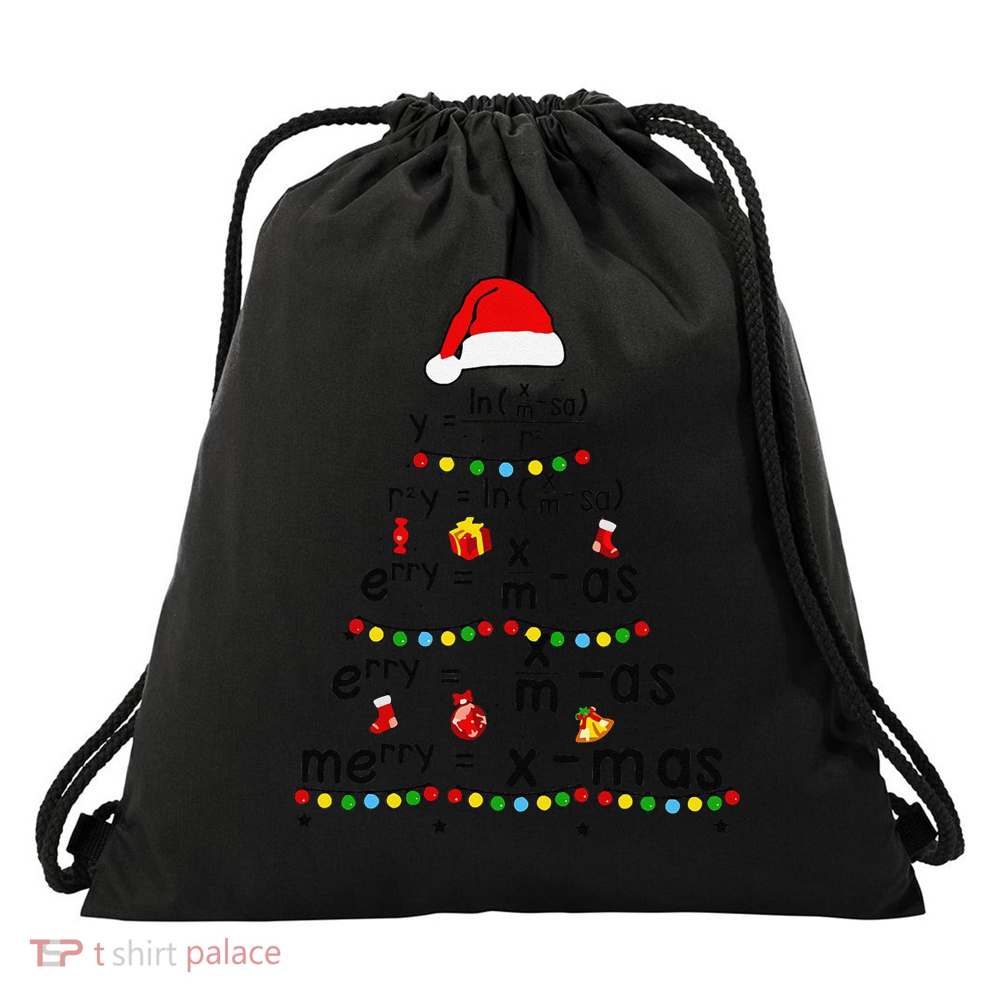 Math Equation Merry Xmas Funny Math Teacher Christmas Humor Drawstring Bag