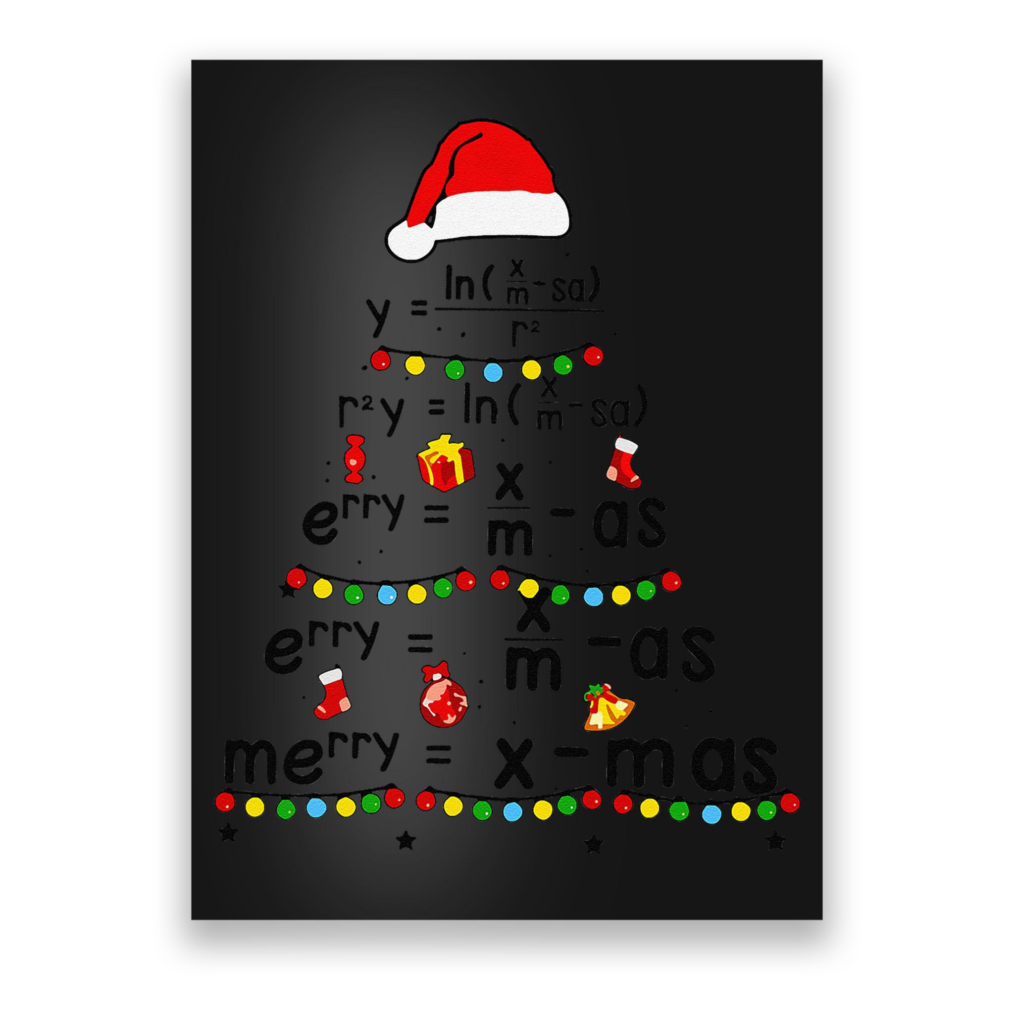 Math Equation Merry Xmas Funny Math Teacher Christmas Humor Poster