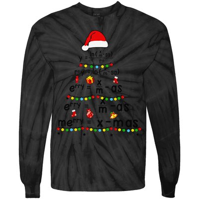 Math Equation Merry Xmas Funny Math Teacher Christmas Humor Tie-Dye Long Sleeve Shirt