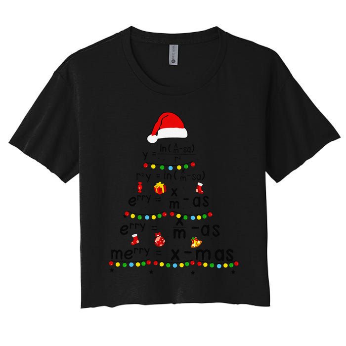 Math Equation Merry Xmas Funny Math Teacher Christmas Humor Women's Crop Top Tee