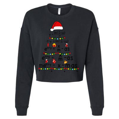Math Equation Merry Xmas Funny Math Teacher Christmas Humor Cropped Pullover Crew