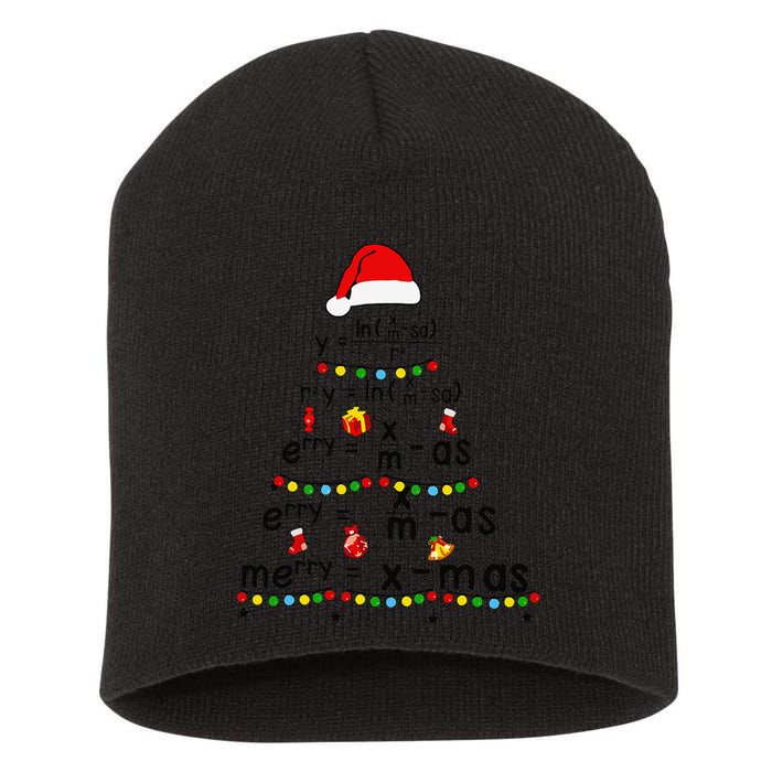 Math Equation Merry Xmas Funny Math Teacher Christmas Humor Short Acrylic Beanie