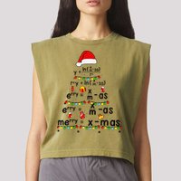 Math Equation Merry Xmas Funny Math Teacher Christmas Humor Garment-Dyed Women's Muscle Tee