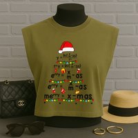 Math Equation Merry Xmas Funny Math Teacher Christmas Humor Garment-Dyed Women's Muscle Tee
