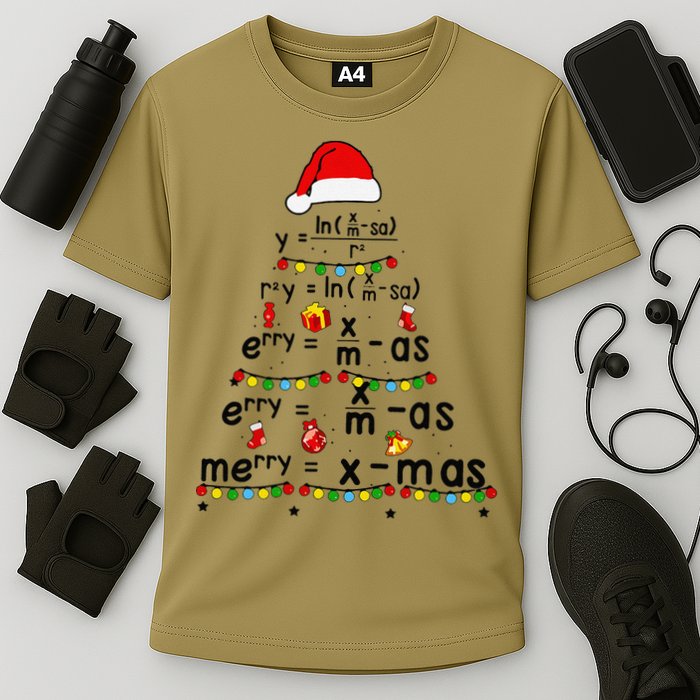 Math Equation Merry Xmas Funny Math Teacher Christmas Humor Cooling Performance Crew T-Shirt