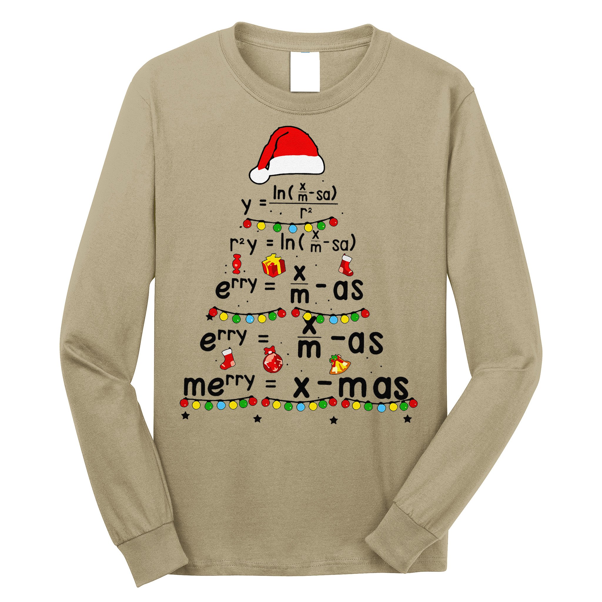 Math Equation Merry Xmas Funny Math Teacher Christmas Humor Long Sleeve Shirt