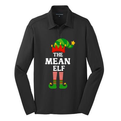 Mean Elf Matching Family Group Christmas Funny Gift Cool Gift Silk Touch Performance Long Sleeve Polo