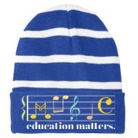 Music Education Matters Composer Musician Music Teacher Striped Beanie with Solid Band