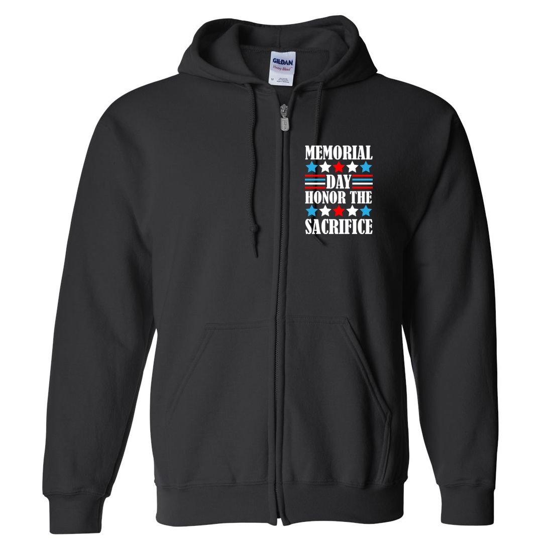 Memorial Day Honor The Sacrifice  Full Zip Hoodie