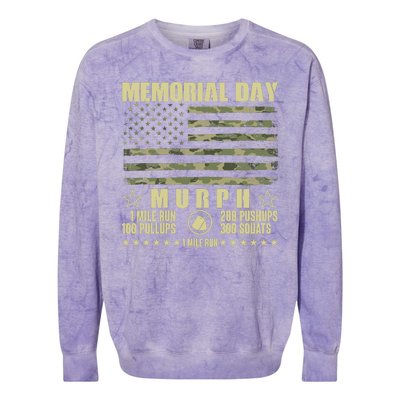 Memorial Day Murph Workout Camo USA American Flag Colorblast Crewneck Sweatshirt