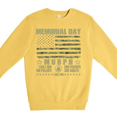 Memorial Day Murph Workout Camo USA American Flag Premium Crewneck Sweatshirt