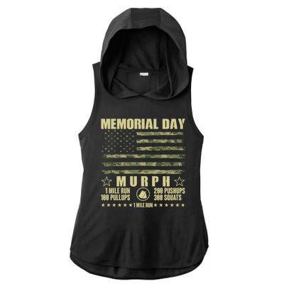 Memorial Day Murph Workout Camo USA American Flag Ladies PosiCharge Tri-Blend Wicking Draft Hoodie Tank