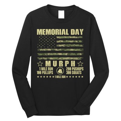 Memorial Day Murph Workout Camo USA American Flag Long Sleeve Shirt