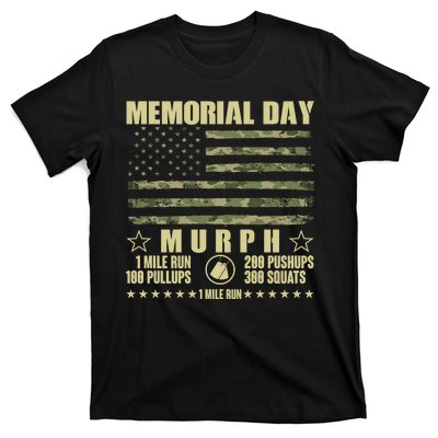 Memorial Day Murph Workout Camo USA American Flag T-Shirt