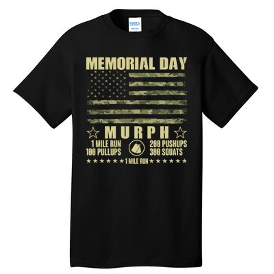 Memorial Day Murph Workout Camo USA American Flag Tall T-Shirt