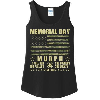 Memorial Day Murph Workout Camo USA American Flag Ladies Essential Tank