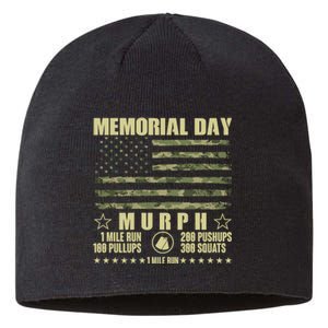 Memorial Day Murph Workout Camo USA American Flag Sustainable Beanie