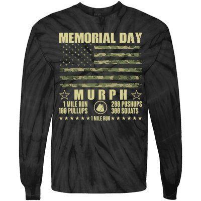 Memorial Day Murph Workout Camo USA American Flag Tie-Dye Long Sleeve Shirt