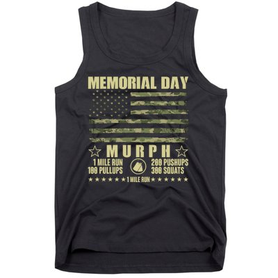 Memorial Day Murph Workout Camo USA American Flag Tank Top