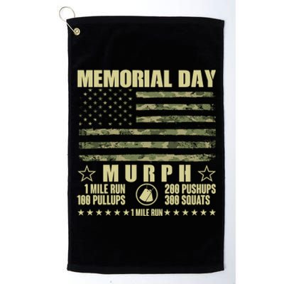 Memorial Day Murph Workout Camo USA American Flag Platinum Collection Golf Towel