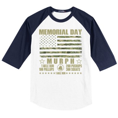 Memorial Day Murph Workout Camo USA American Flag Baseball Sleeve Shirt