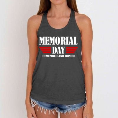 Memorial Day Remember And Honor Women's Knotted Racerback Tank