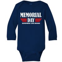 Memorial Day Remember And Honor Baby Long Sleeve Bodysuit