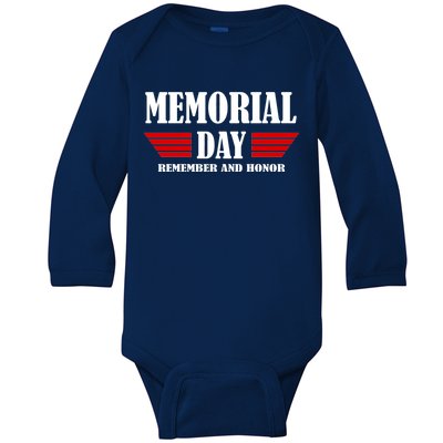 Memorial Day Remember And Honor Baby Long Sleeve Bodysuit