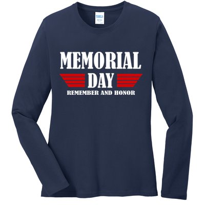 Memorial Day Remember And Honor Ladies Long Sleeve Shirt