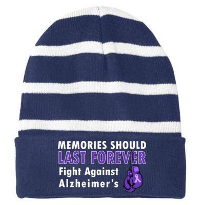 Memories Should Last Forever Fight Against Alzheimer's Striped Beanie with Solid Band