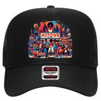 Motown Era Nostalgic Music Design High Crown Mesh Back Trucker Hat