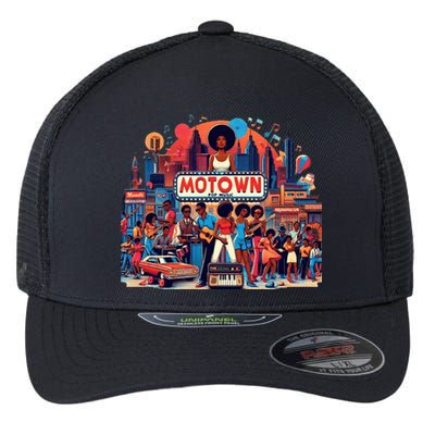 Motown Era Nostalgic Music Design Flexfit Unipanel Trucker Cap