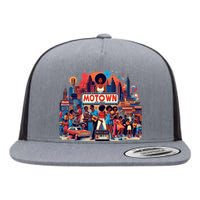 Motown Era Nostalgic Music Design Flat Bill Trucker Hat