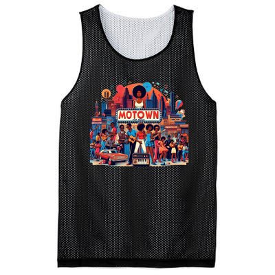 Motown Era Nostalgic Music Design Mesh Reversible Basketball Jersey Tank