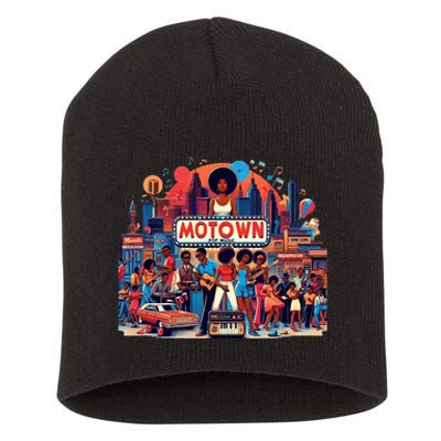 Motown Era Nostalgic Music Design Short Acrylic Beanie