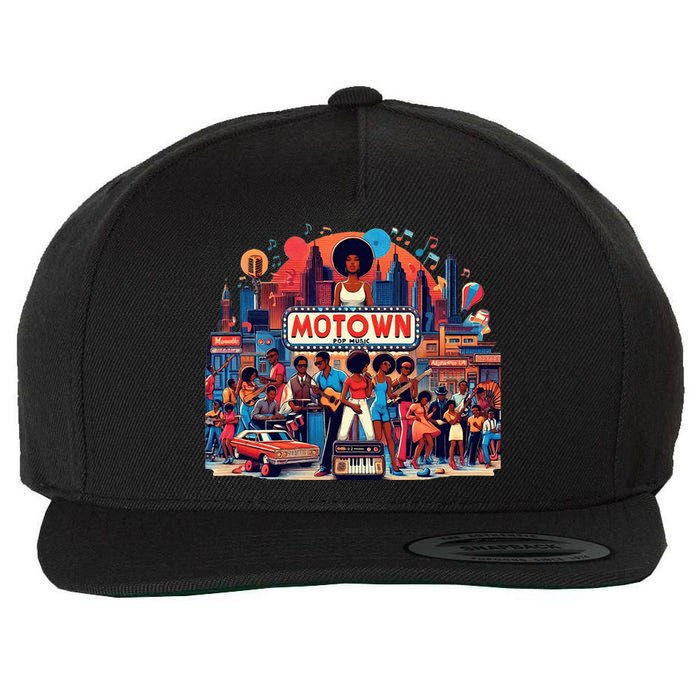 Motown Era Nostalgic Music Design Wool Snapback Cap