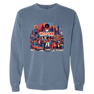 Motown Era Nostalgic Music Design Garment-Dyed Sweatshirt