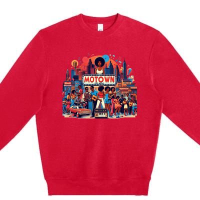 Motown Era Nostalgic Music Design Premium Crewneck Sweatshirt