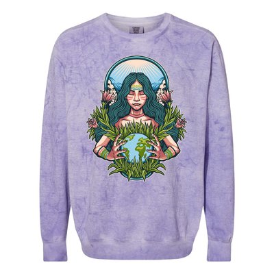 Mother Earth Native American Earth Day Colorblast Crewneck Sweatshirt