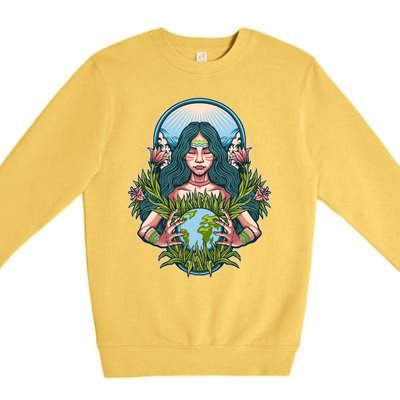 Mother Earth Native American Earth Day Premium Crewneck Sweatshirt