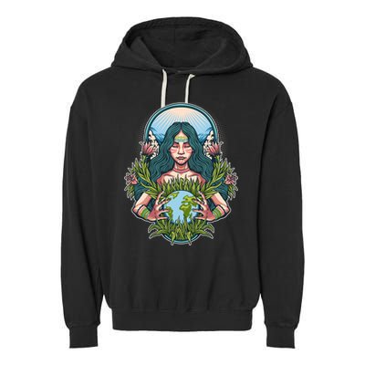 Mother Earth Native American Earth Day Garment-Dyed Fleece Hoodie