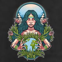Mother Earth Native American Earth Day 7 Panel Mesh Trucker Snapback Hat