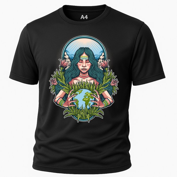 Mother Earth Native American Earth Day Cooling Performance Crew T-Shirt