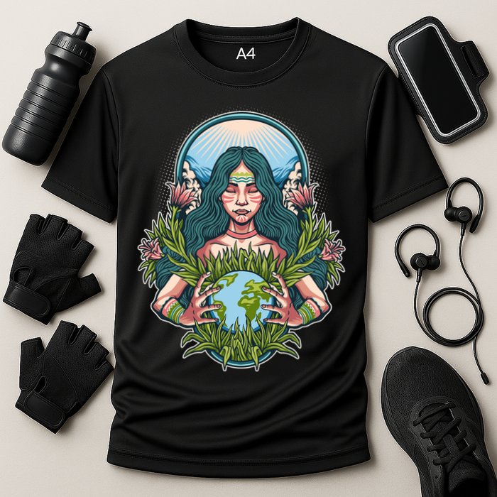 Mother Earth Native American Earth Day Cooling Performance Crew T-Shirt
