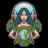 Mother Earth Native American Earth Day Drawstring Bag